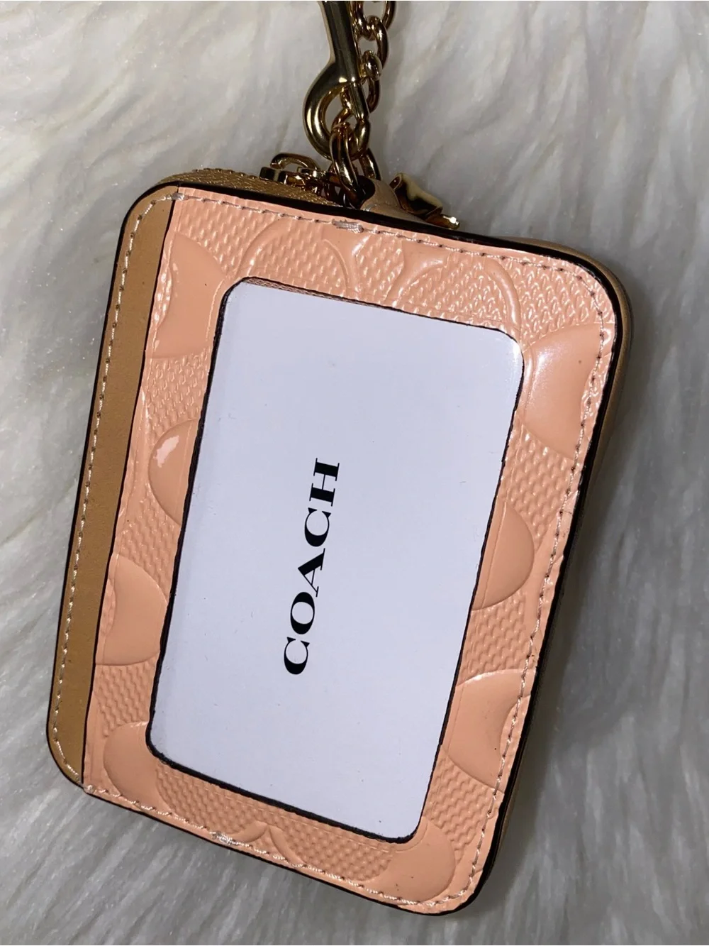 Zip Card Case In Signature Leather With Charm New Faded Blush